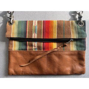 El Paso Stripe Faux Leather Foldover Bag - Removable & Adjustable Strap (NWOT)